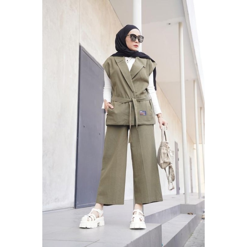 set wanita cardigan kulot gyl authentic