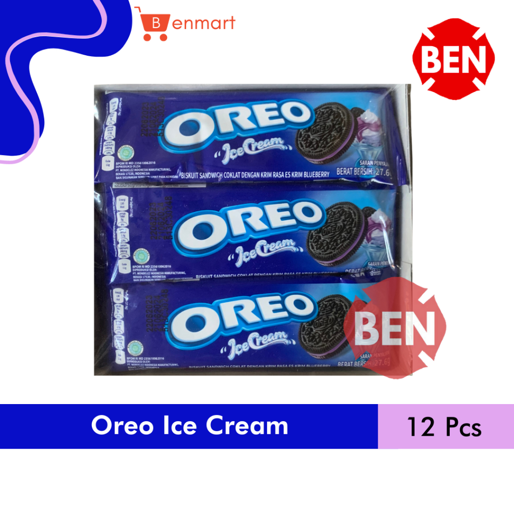 

Oreo Ice Cream 1 Pak Box 12 Pcs - Es Krim Blueberry - Biskuit Cookies