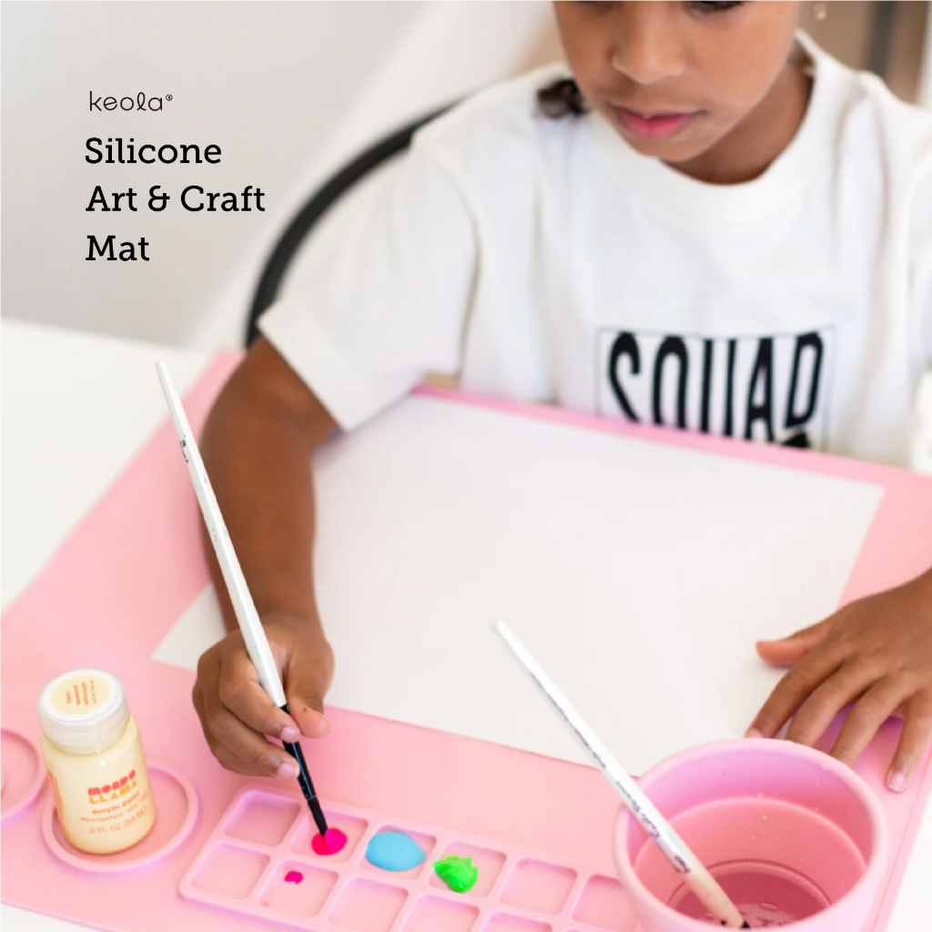 

MD - Keola Silicone Painting Mat Art Mat with Water Cup and Paint Holder Alas Lukis Silikon Wadah