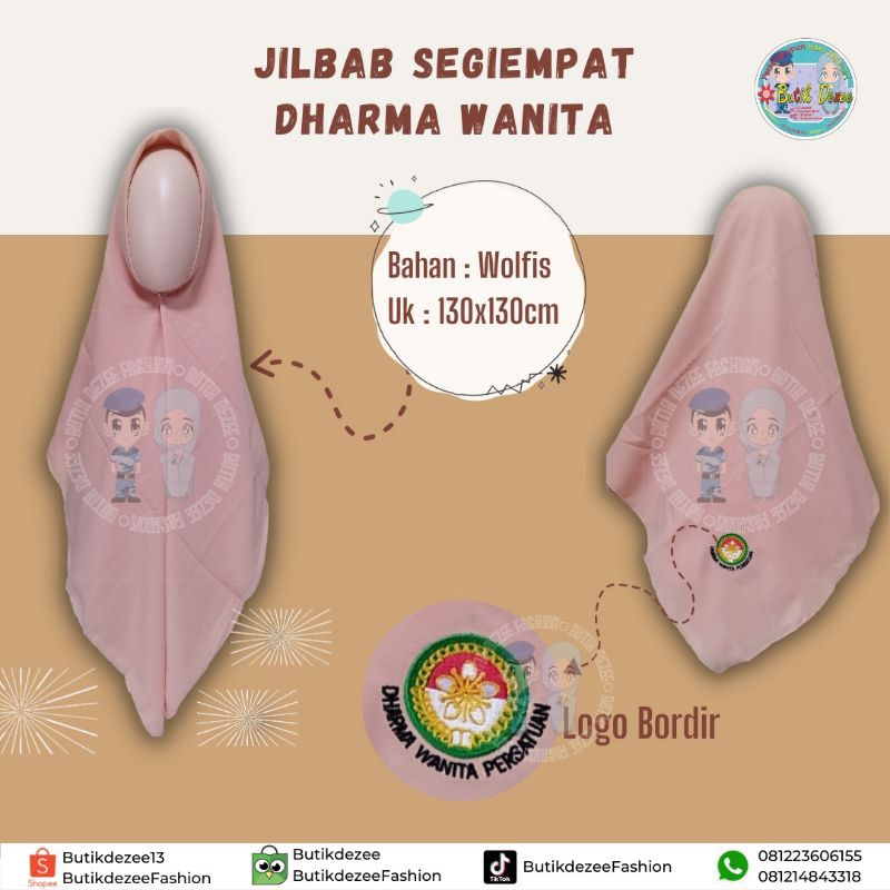 JILBAB SEGI EMPAT DHARMA WANITA BAHAN WOLFIS