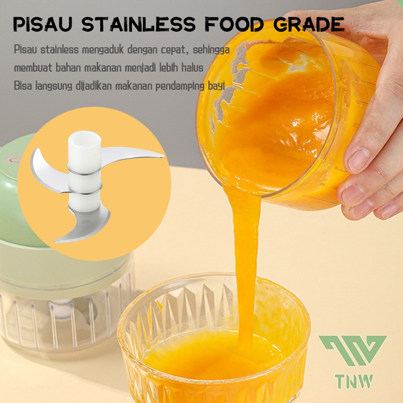 【Newest Version】TNW Food Chopper Protable Mixer Blender Quatre Kapsule 4 In 1 Alat Pemotong Sayuran Handheld Electric Vegetable