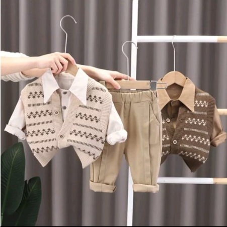 baju anak laki-laki dan perempuan model rajut 3 in 1ter-baru dan ter-laris bisa COD bahan halus lemb