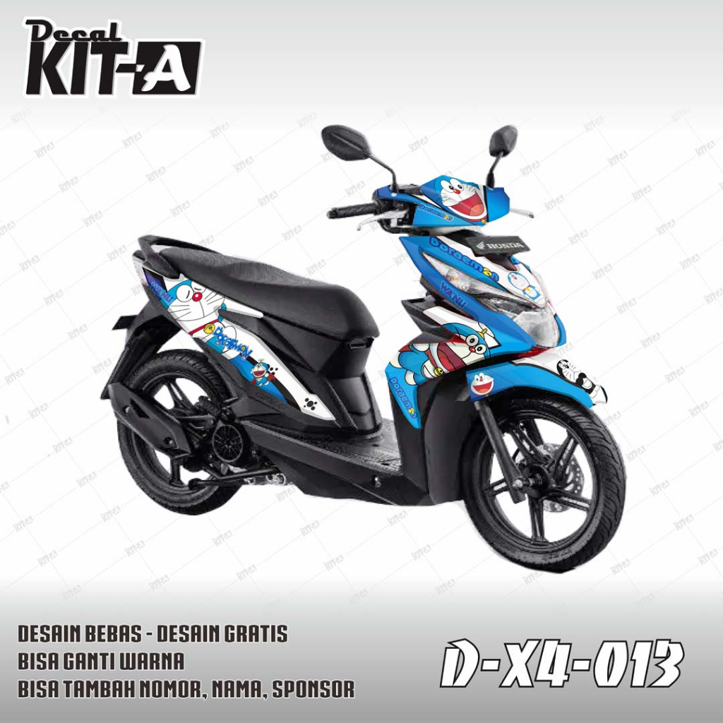 Decal Stiker New Beat Street Doraemon Biru Putih Dekal Sticker All New Beat Cbs (D-X4-013)