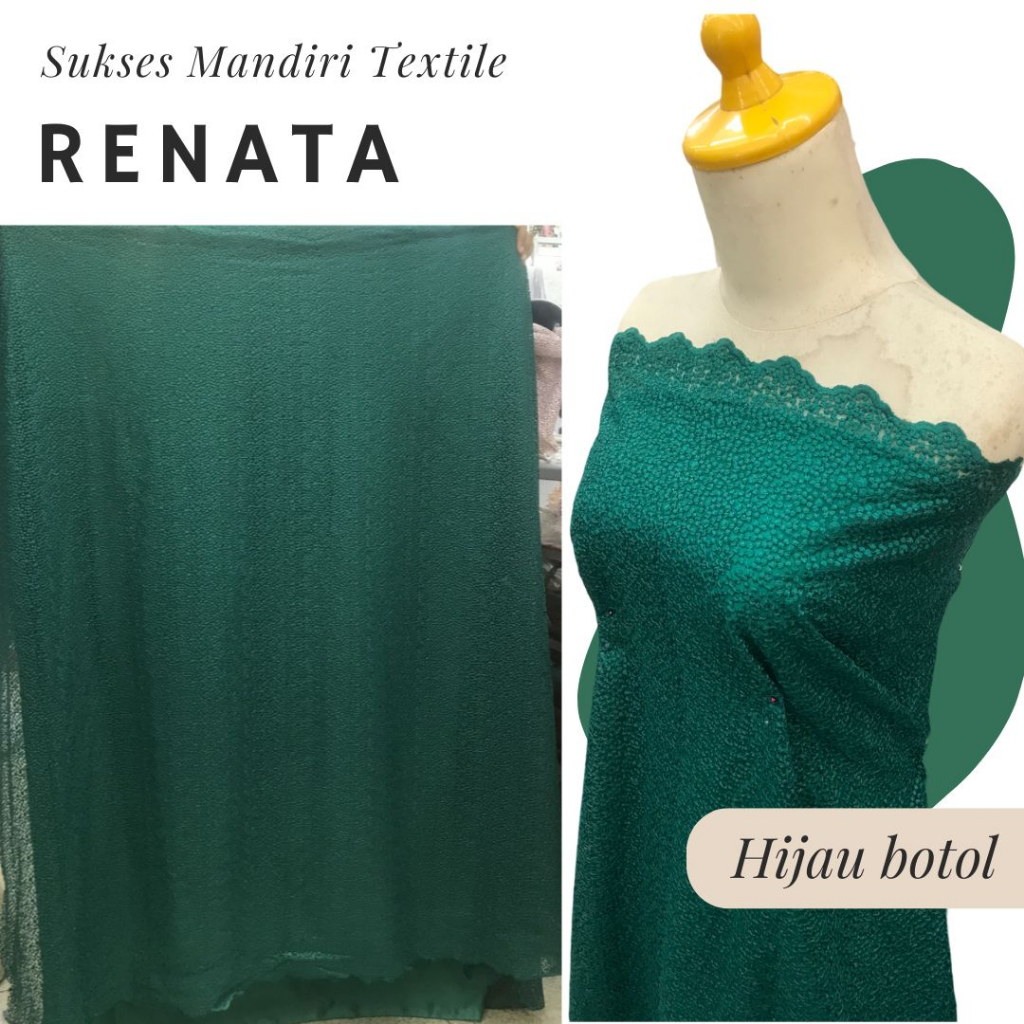 [RENATA] Brokat Full Embroidery mewah Hijau botol | Harga ½ meter = 50 cm (Bahan Dress Bridesmaid, K