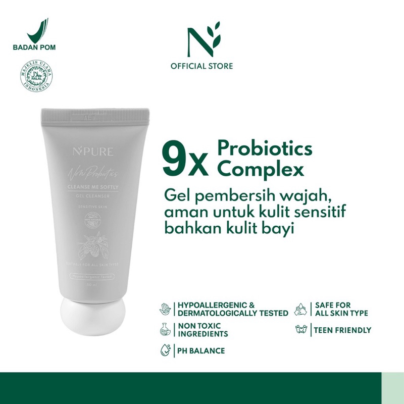 Npure Probio CLEANSER 50ml MINI TRAVEL SIZE cleanse me softly gel cleanser Noni Probiotics sabun cuci muka 50ml N’pure N pure NPURE ori bpom facial wash face wash probiotics