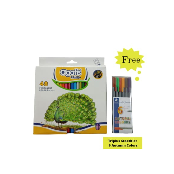 

PROMO!!! Agatis Pensil Warna Prime 48 Warna Free Triplus Staedtler 1 Set 6 Atumn Colors