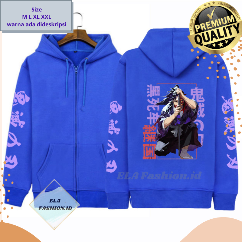 Jaket Zipper Resleting Kokushibou Anime Manga Demon Slayer - Jacket Waifu anime