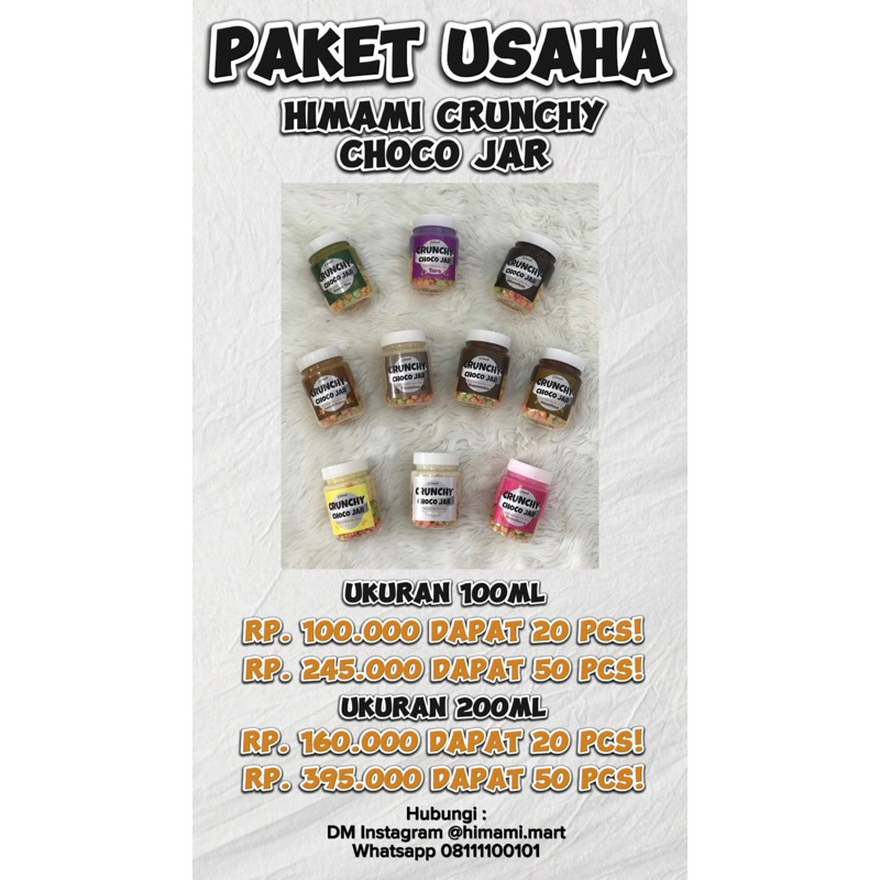

PAKET USAHA CRUNCHY CHOCO JAR LUMER RESELLER PENGHASILAN TAMBAHAN