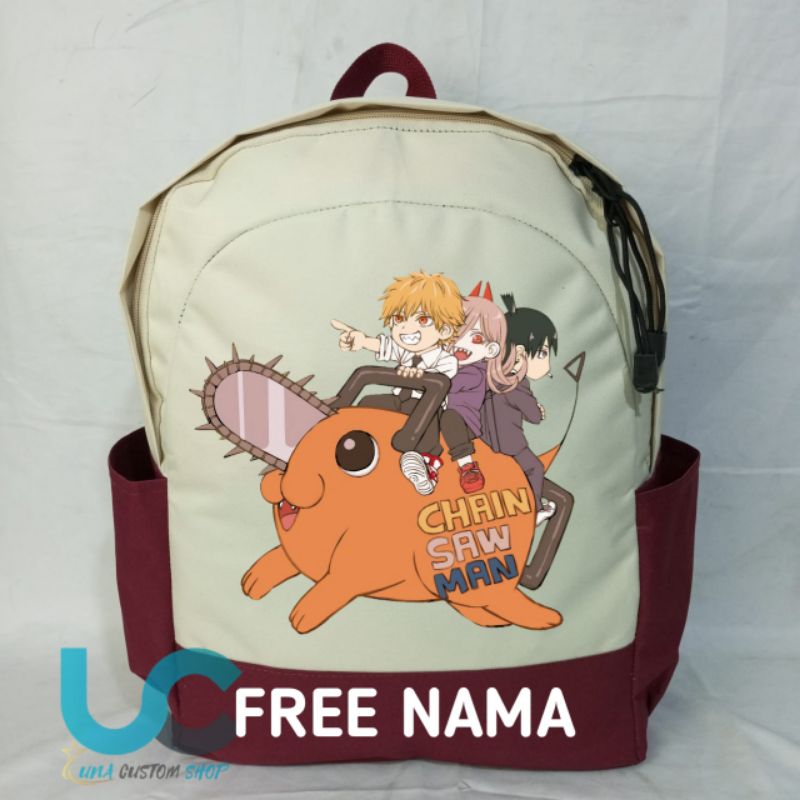 Tas Anak Chainsaw Man | Tas Sekolah Gambar Chainsaw Man| Ransel Anak | Tas Sablon Nama {FREE NAME}