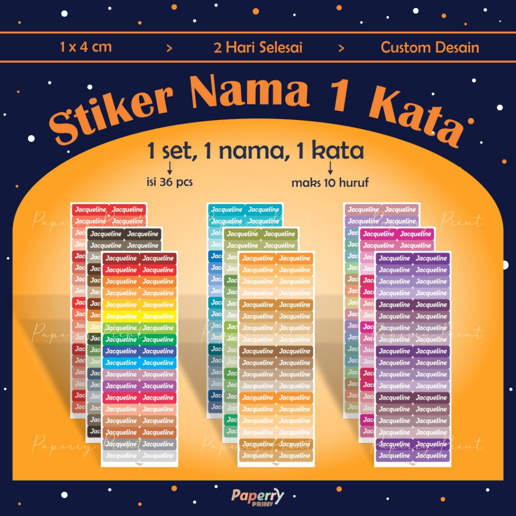 [1 x 4 cm] Stiker Nama / Stiker Label Nama / Stiker Label Nama Anak / Stiker Label Nama Custom / Sti
