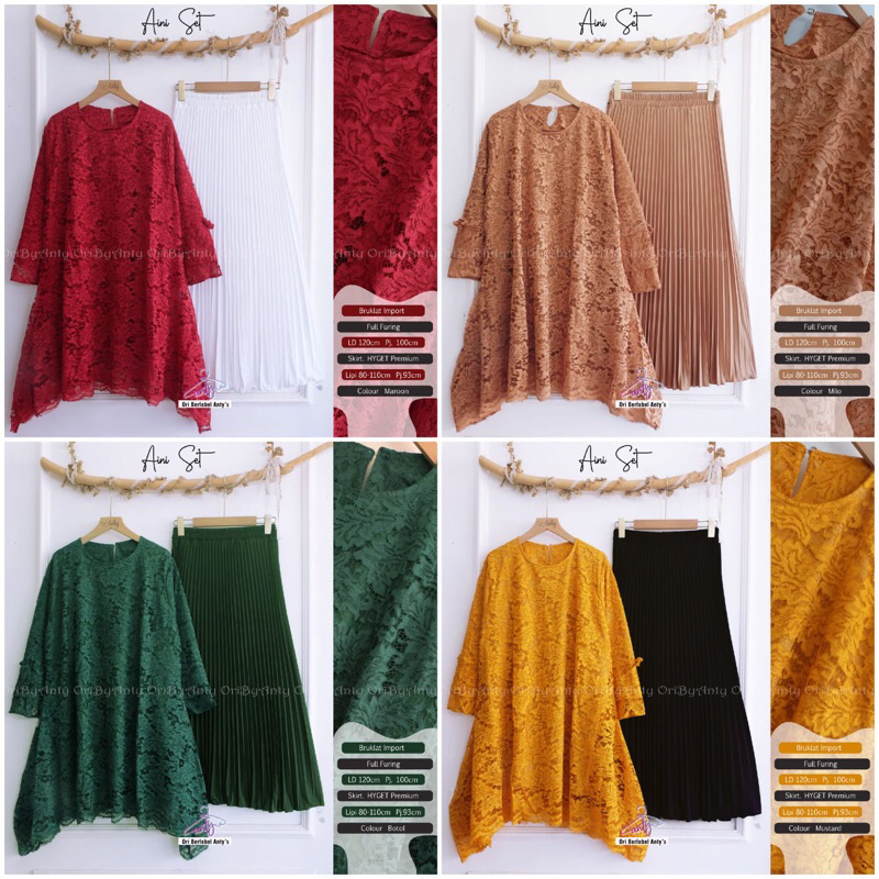 AINI SET BY ANTY’S | SETELAN ROK SETROK SKIRT PLISKET DAN TUNIK BROKLAT