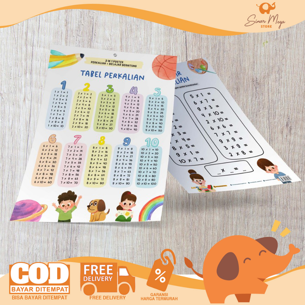 

AMAZING Poster 2 in 1 Perkalian & Belajar Berhitung / Poster Edukasi Anak (2 in 1 Poster)