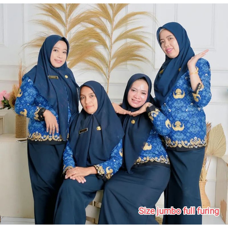 BAJU BATIK KORPRI WANITA EXTRA JUMBO||BATIK KORPRI WANITA KRAH HITAM TERBARU BIG SIZE