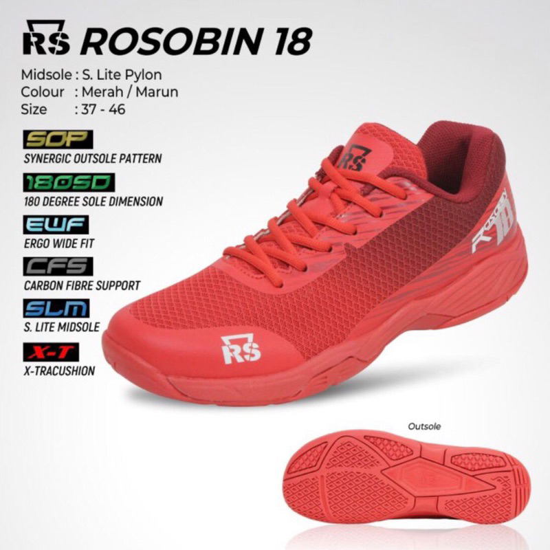 Sepatu Badminton Rs Rosobin 18 Original