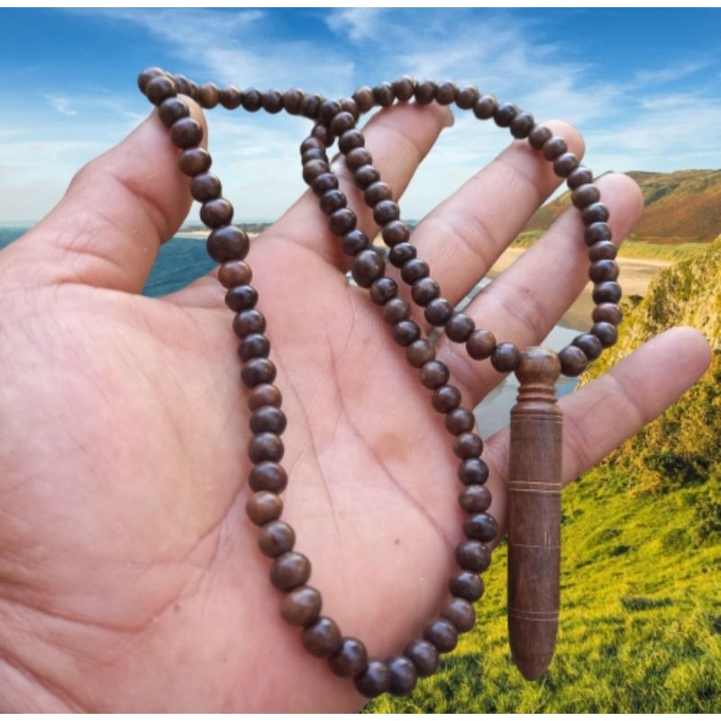 kalung tasbih gaharu wangi 6mm kalung kayu gaharu kalung pria