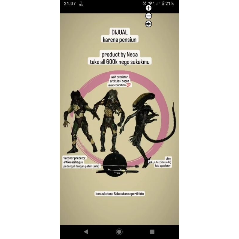 action figure predator alien falconer wolf predator neca loose