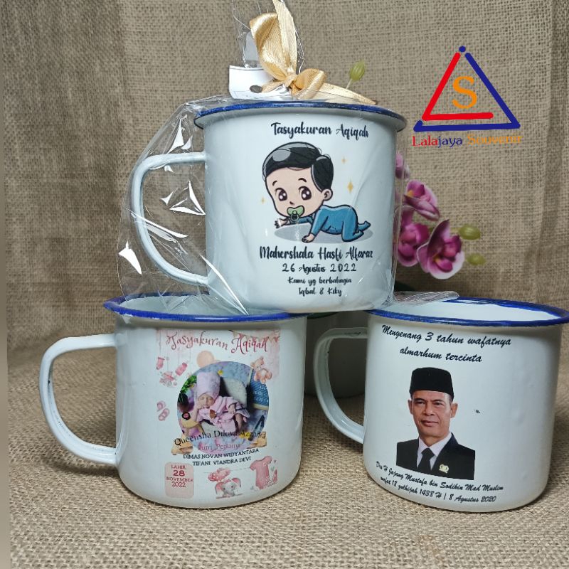 Cangkir Mug Enamel Decal Custom 8cm