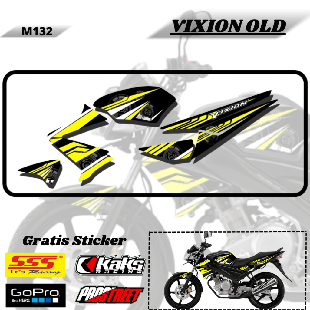 Lis Striping Sticker Variasi Aksesoris List Stiker Motor Yamaha Vixion Facelift Old Lama Lawas M132 