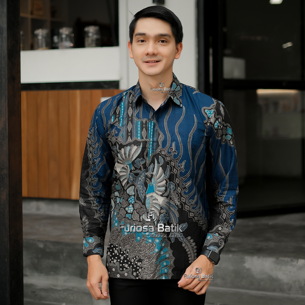 Furiosa Batik Motif Peksi Biru Baju Batik Pria Kemeja Batik Pria Lengan Panjang