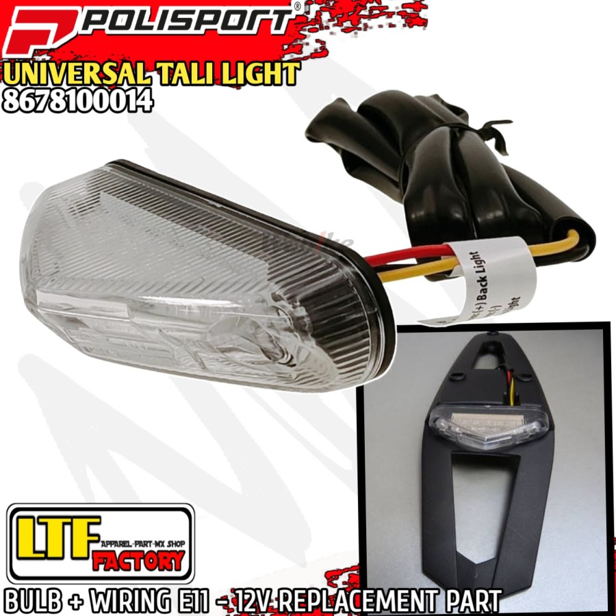 POLISPORT UNIVERSAL LED TAIL LIGHT - E11 12 V - LAMPU STOP - REM BELAKANG VARIASI - KLX D-TRACKER 12