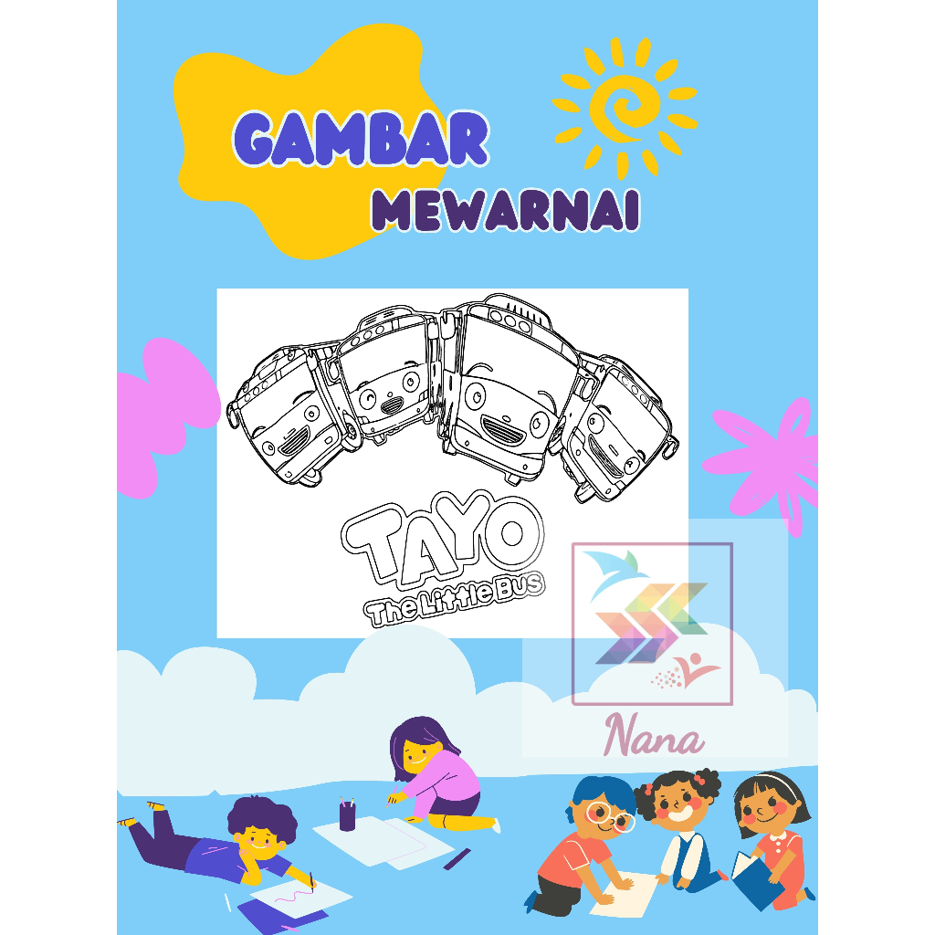 Gambar Sketsa Mewarnai / Tayo / Part 1 / Gambar Sketsa / Gambar mewarnai / Kertas Gambar Mewarnai / 