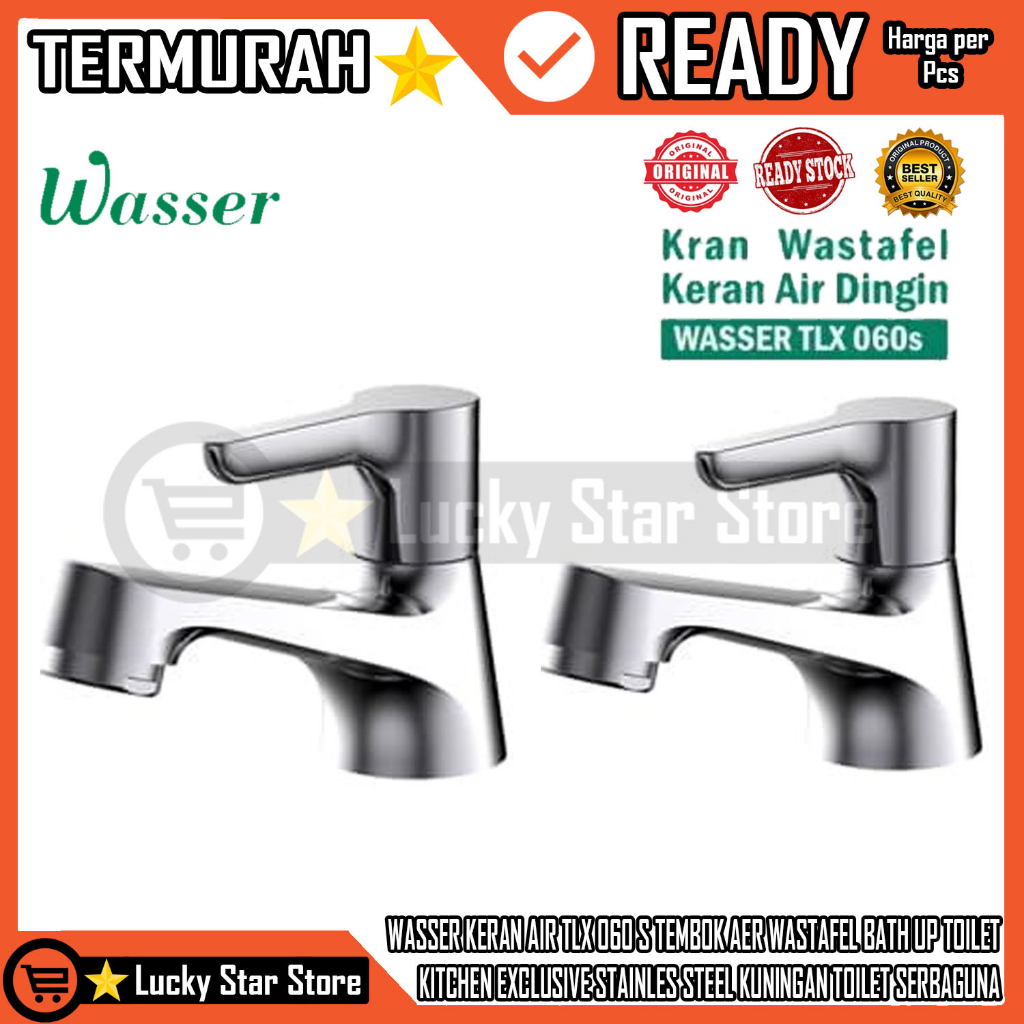 WASSER KRAN TLX 060 S PANCURAN WASTAFEL BATH UP BETAP CUCI PIRING MANCI STAINLESS KERAN DINDING AIR 