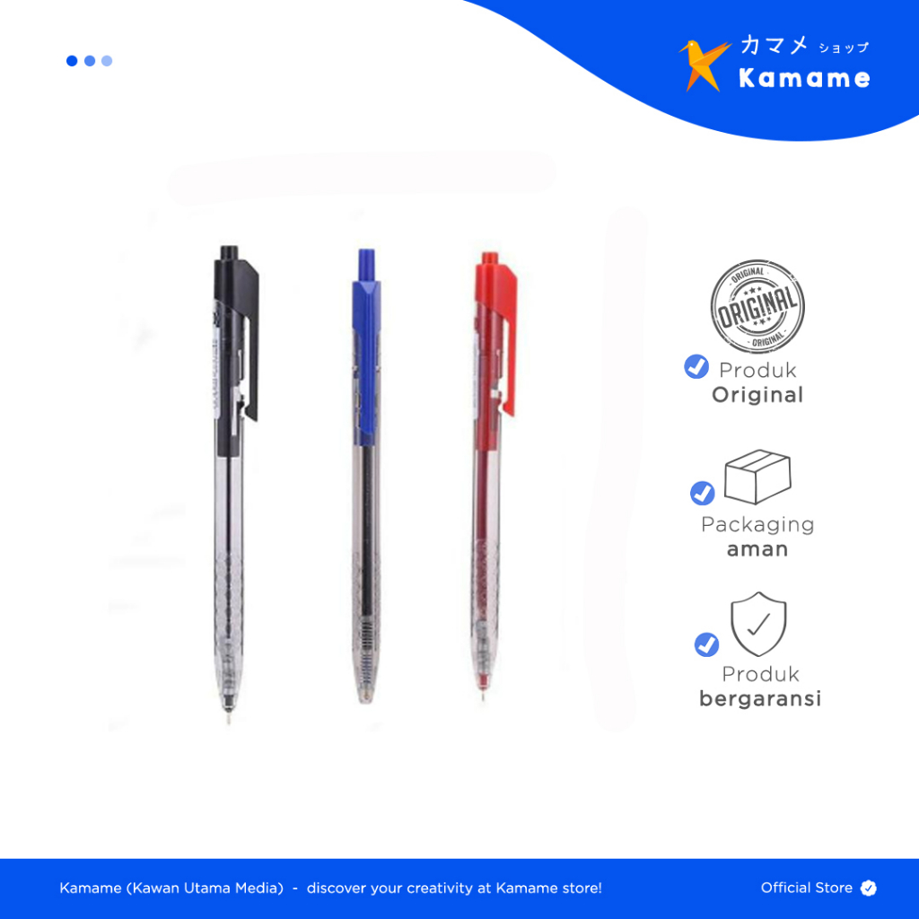 

Deli Ball point Pen - Cetek Halus Retractable Smooth EQ013 - Kamame