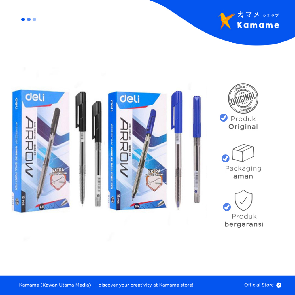 

Deli Ball Point Pen - Q008-20 Pulpen 0.5mm Isi 1 pack 12 Pcs - KAMAME