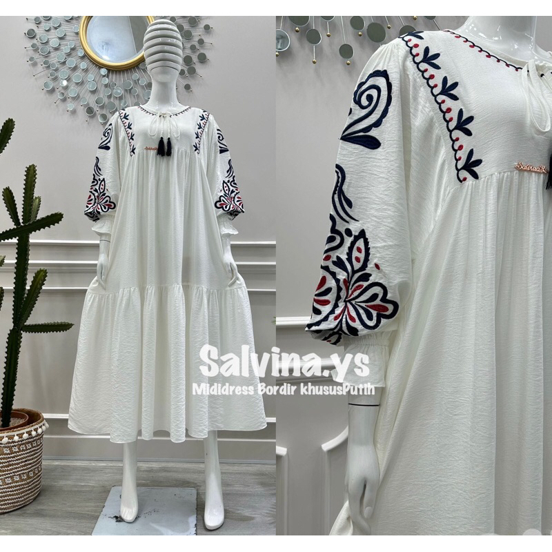 Gamis Salvina Bordir Putih