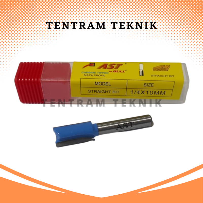 Mata Profil Kayu Straight Bit 1/4" X 10mm AST / Mata Profil Straight Bit 10 mm AST / Mata Trimmer Ro