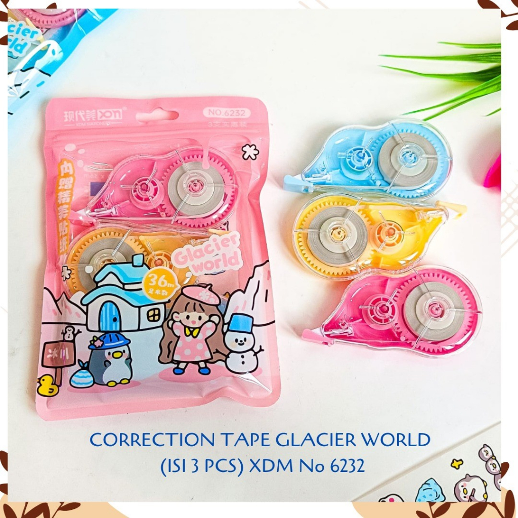 

Correction tape 3 IN 1 CEWE GLACIER WORLD ( ISI 3 PCS ) XDM No.6232 LUCU IMUT KADO UNIK ALAT-ALAT SEKOLAH AESTHETIC