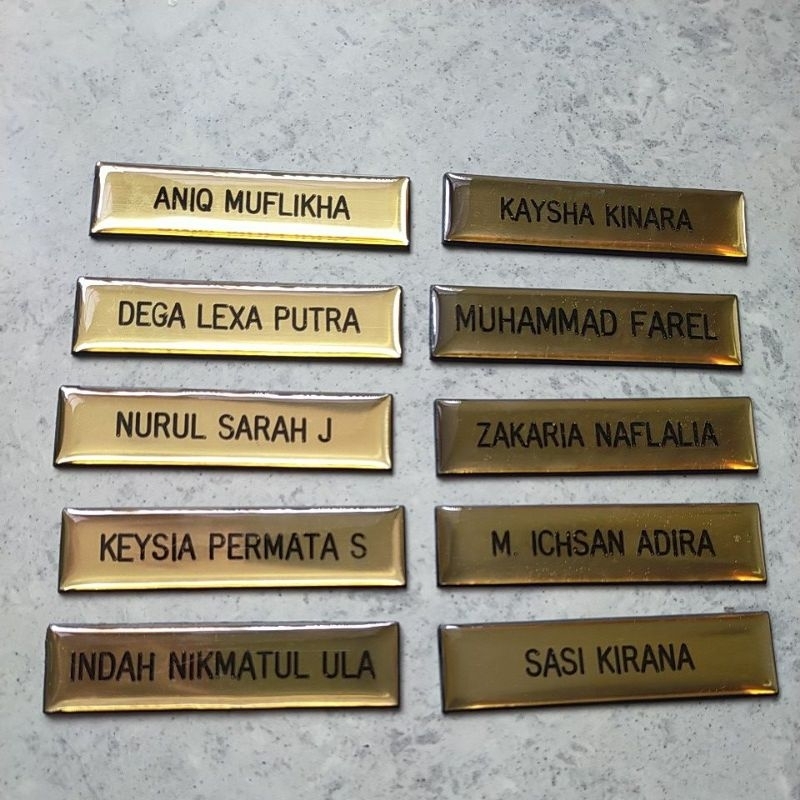 Nama,Nama dada,Name tag fiber bahan akrilik gold