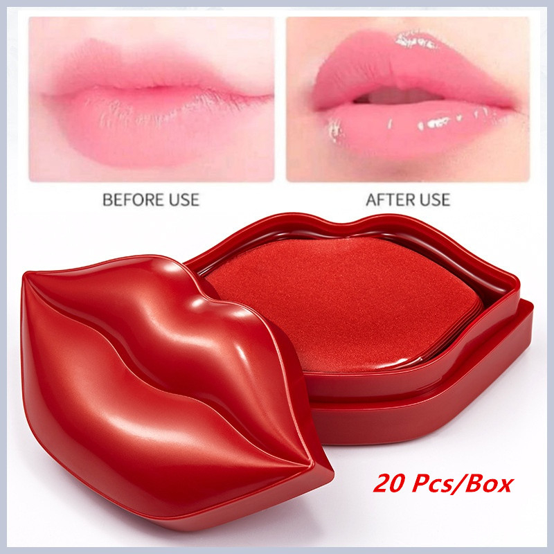 Masker Bibir Lip Mask Cherry Crystal Collagen Anti-Ageing Pad Lips Masks Peel Off Moisturizing Lips 