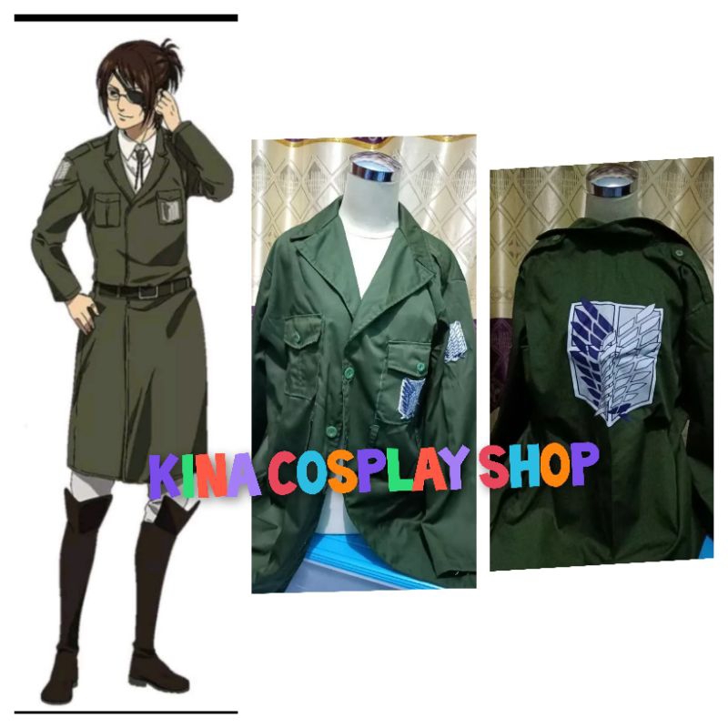 Attack on Titan Levi Mikasa Ackerman, Hange Zoe, Armin Arlert, Eren Yeager green coat Cosplay Costum