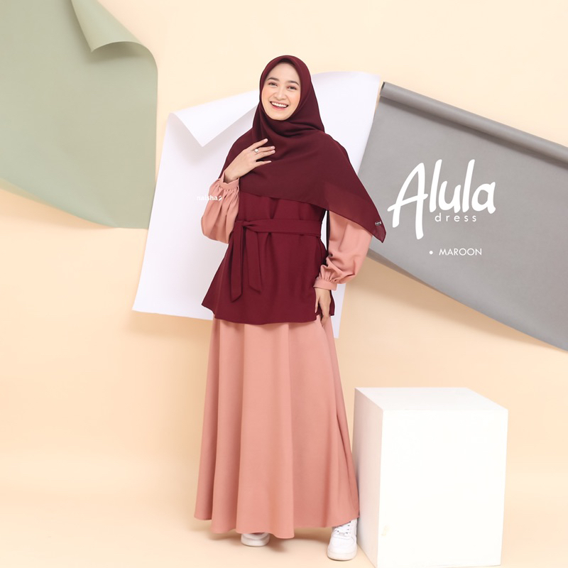 NAISHA GALLERY - Alula Dress | Dress Syar’i | Dress 3in1 Dilengkapi Vest| Overall Dress
