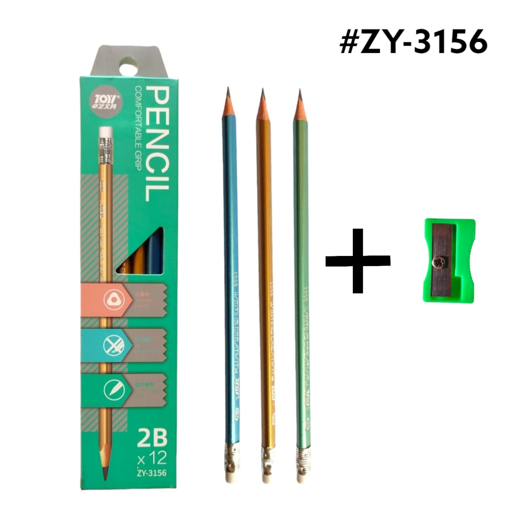 

Pencil Import 2B Triangular Zoy ZY-3156 Set Metalic Gold Lusinan / Pensil Import 2B Lusinan Tidak Mudah Patah Free Sharpener – Set