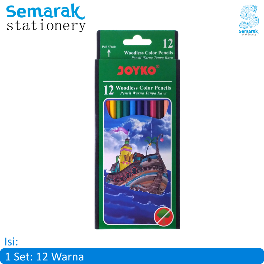 

Joyko CP-103 Woodless Color Pencils Pensil Warna Tanpa Kayu 12 Warna