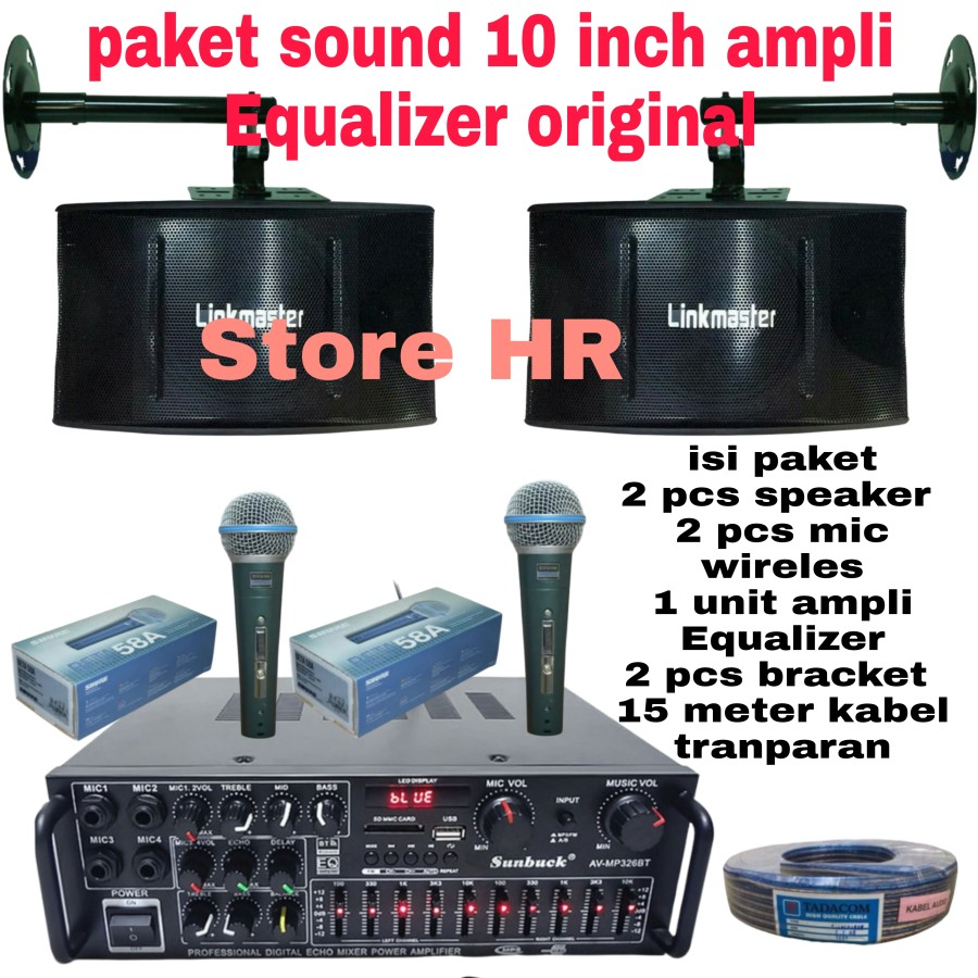 paket karaoke rumahan murah 10 inch linkmaster amplifier Equalizer karaoke room