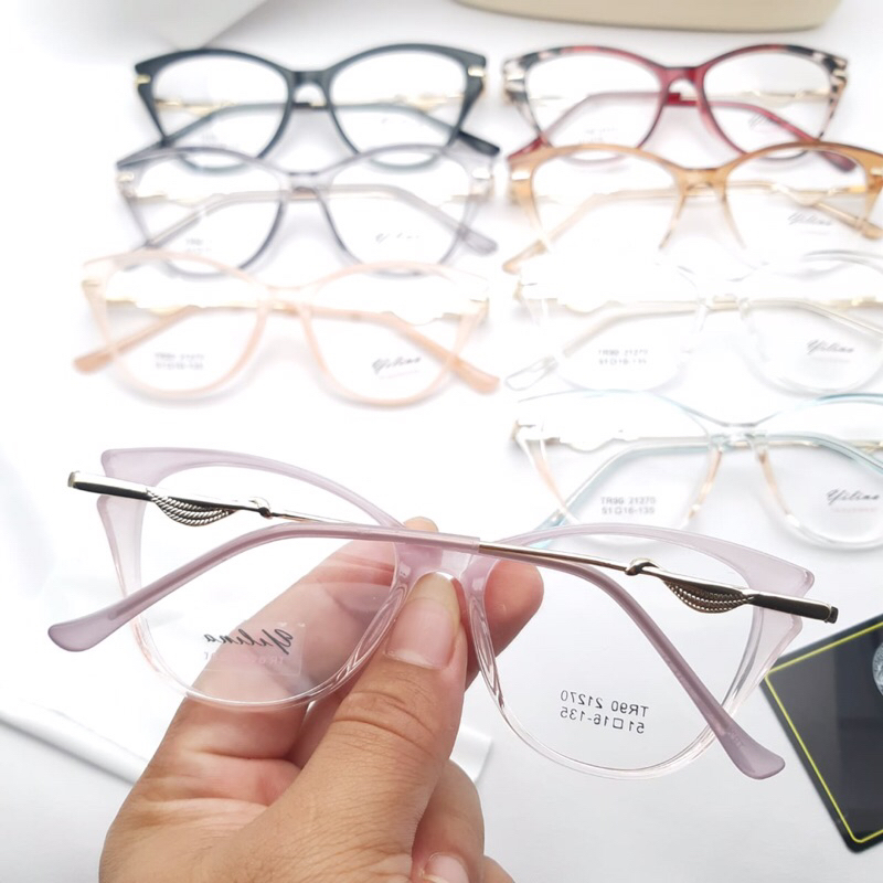 Frame/kacamata wanita Cateye type 21270 size 51.16.135 paket lensa photocromic,blueray free minus,cy