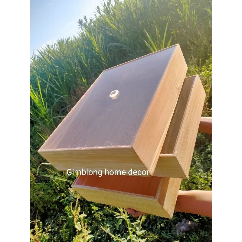 KUBIBIX SATU SET BOX DONAT DENGAN KAKI PENYANGGA KAYU WADAH DONAT KOTAK DONAT KAYU TEMPAT DONAT