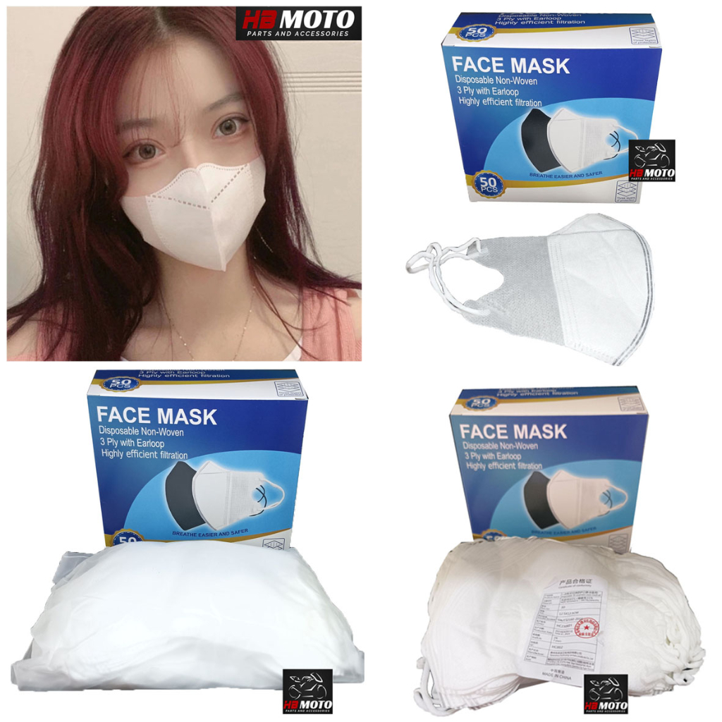 1 Pack isi 25 Pcs Masker Duckbill RN Face Mask/Duckbil PUTIH/Duckbill 3 Ply Face Mask/Earloop Face M