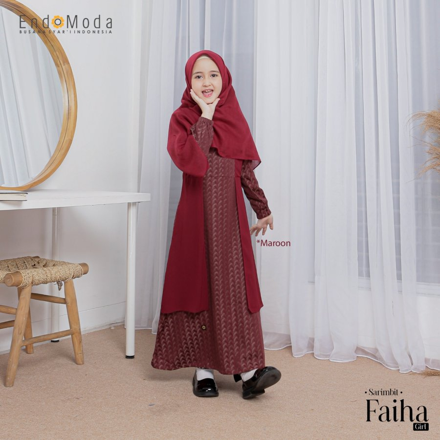 Sarimbit Endomoda 2023 Faiha Maroon / Gamis Anak / Koko Anak / By Endomoda 100% Original