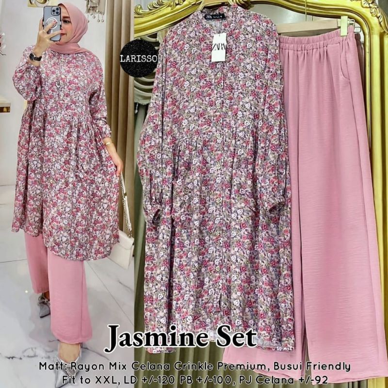 Jasmine Set Tunik Bahan Rayon Crinkle