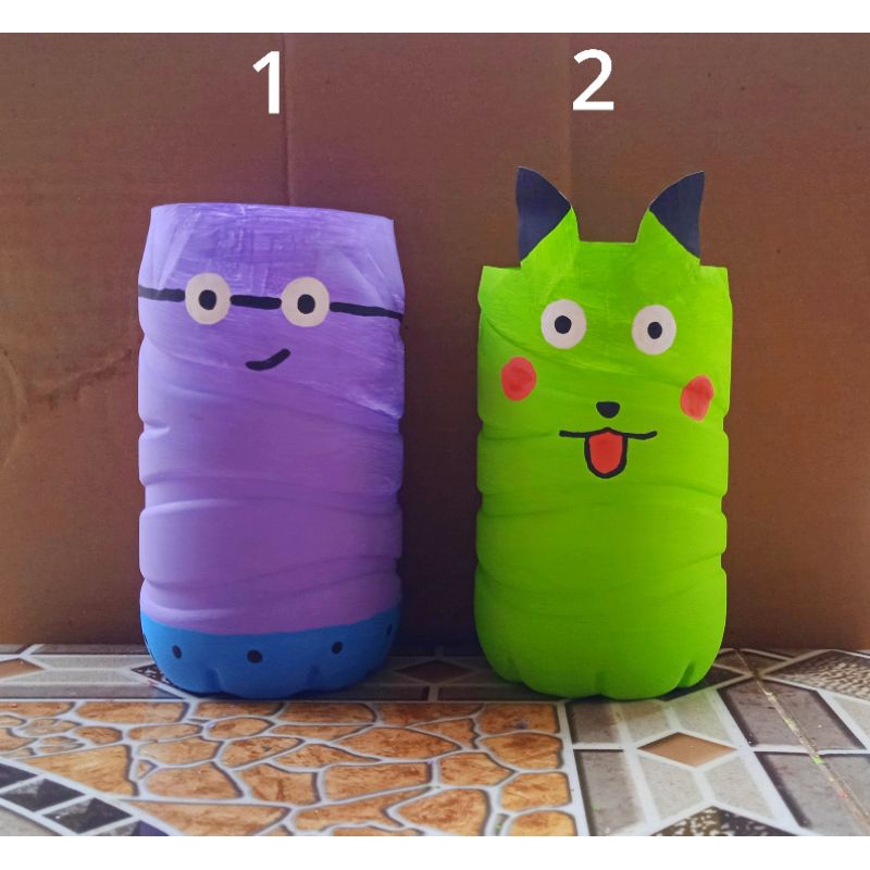 Pot bunga dari botol bekas - pot lucu dari botol bekas sesuai gambar