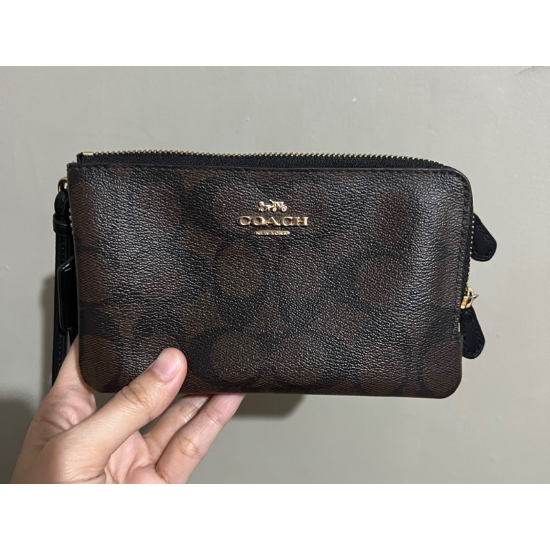 preloved wristlet coach double zip