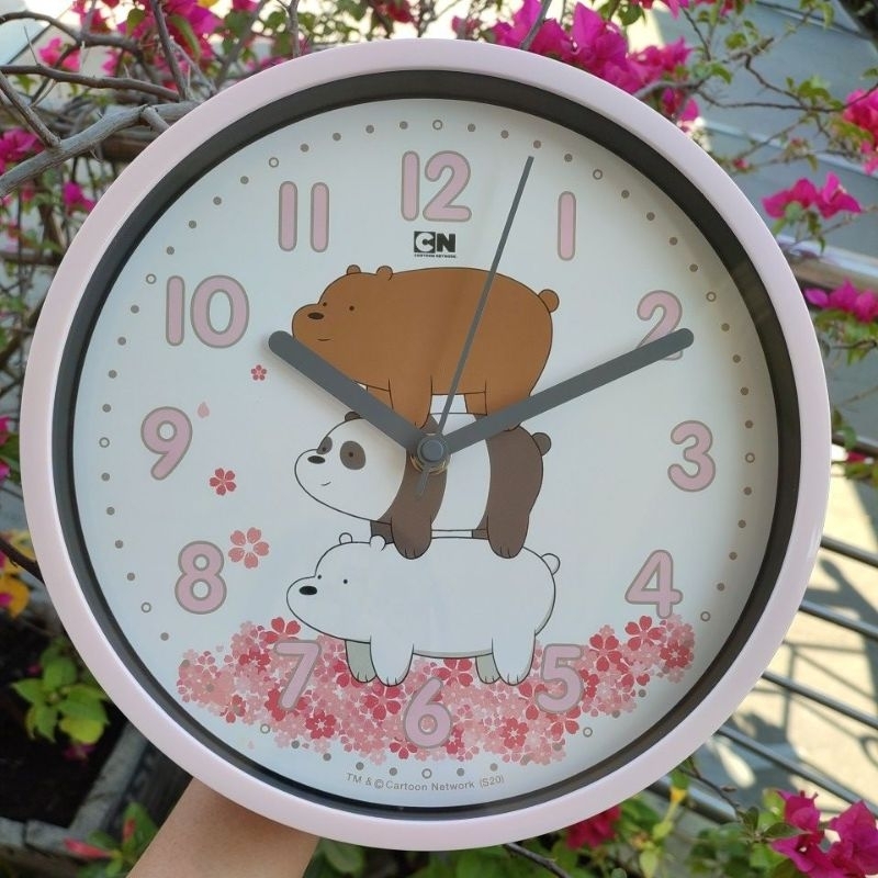 MINISO WE BARE BEARS WALL CLOCK JAM DINDING WBB PINK SAKURA