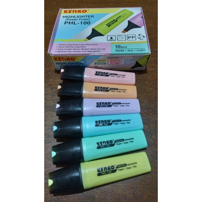 

[BOX ISI 10] HIGHLIGHTER KENKO PHL-100 PASTEL COLOR BERKUALITAS / KENKO PHL 100 MURAH
