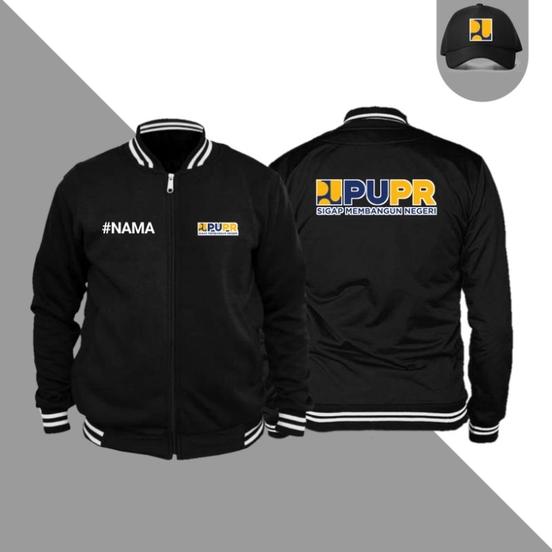Jaket Versity PUPR cotton fleece free topi Tersedia sablon / bordir