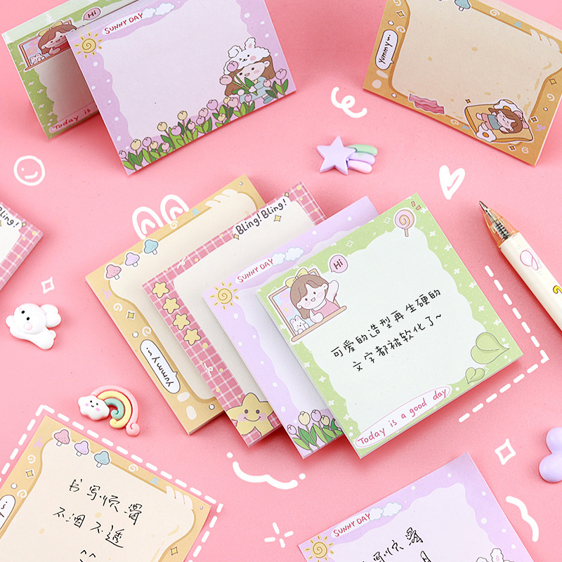 

COD❤️ 50 Lembar Sticky Notes Girl Heart Cute Memo Note Korean Style-yy