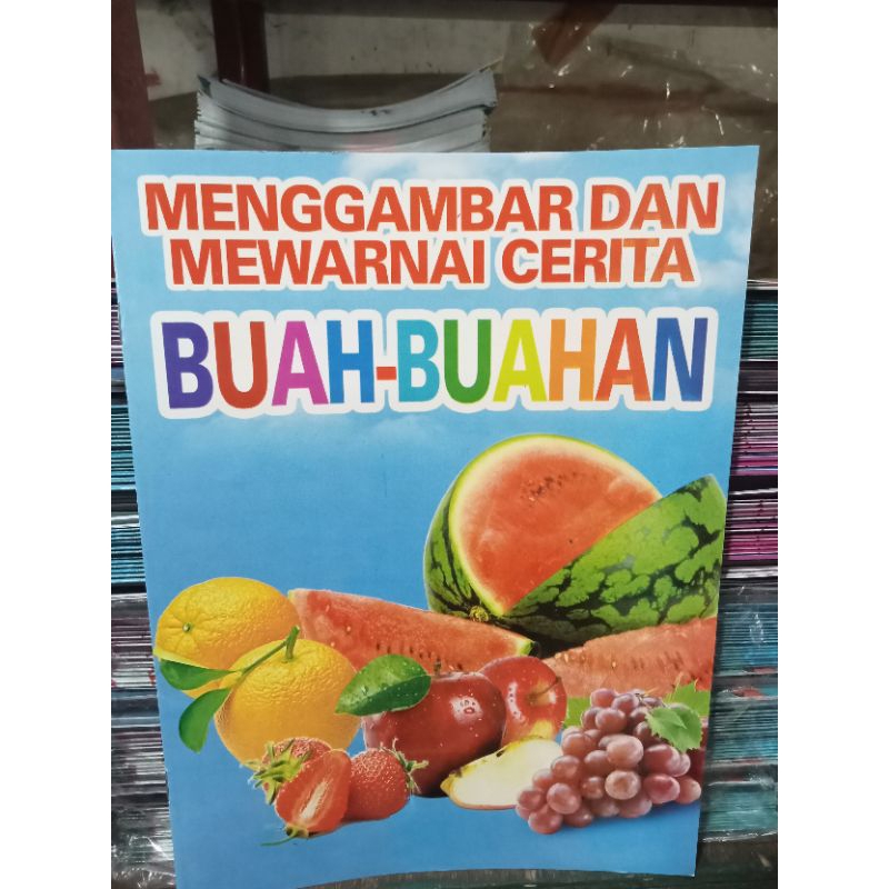 Buku Menggambar dan Mewarnai Cerita Buah-buahan